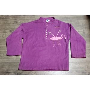 Vintage 80s 1985 Florida Flamingo Fleece Henley Sweater Fits Adult Medium M